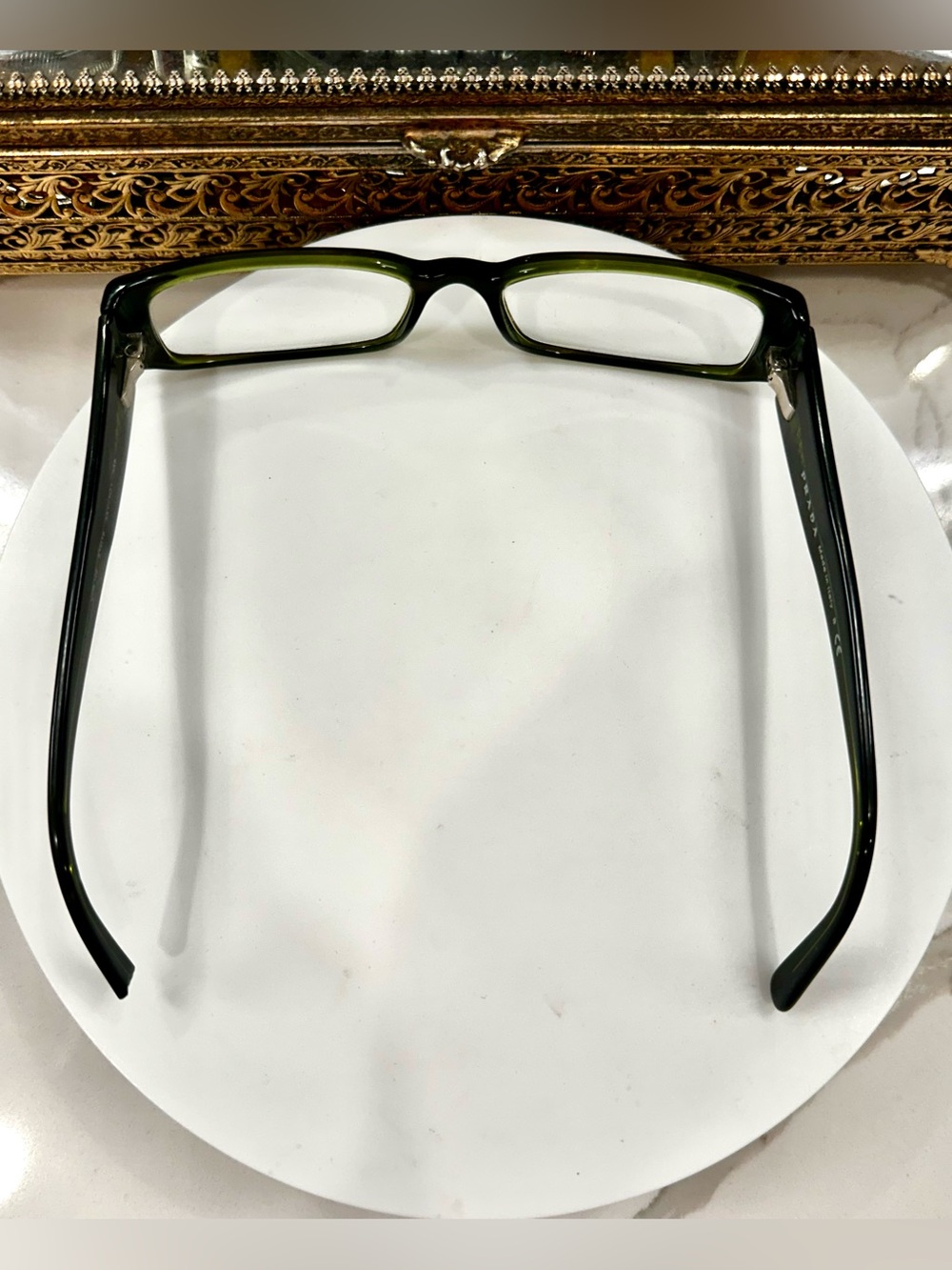 Prada Project Green Jeweled Rx Eyeglass Frames, 1 broken temple tip w/Prada Case - Picture 10 of 17